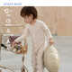 愛(ài)慕嬰幼（AIMER BABY）冬新品寶寶連體衣中性嬰兒長(cháng)袖連體爬服遠紅外升溫保暖衣熊貓印花 奶白格紋 90cm
