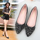 VIPAOGSD甜美單鞋女平底鞋閃光小鉆鞋子女大碼平跟瓢鞋女軟底軟皮鞋平底婚鞋簡(jiǎn)約低跟豆豆女鞋 黑色 34