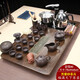 峰字旗紫砂茶具套裝全自動燒水壺一體茶盤家用客廳辦公泡茶功夫茶臺整套 福滿天下78+黑紫砂