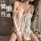 靈柔 情趣內衣 性感睡衣制服誘惑透視裝男友風(fēng)襯衫露肩吊帶睡裙免脫丁字褲 夫妻刺激房事變態(tài)成人情趣用品