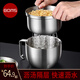 博曼斯（BOMANSI）泡面碗304不銹鋼可瀝湯帶蓋宿舍方便面碗飯盒湯碗拌面神器  高蓋泡面碗+瀝水碗+餐具