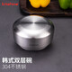 kitshine 韓式304不銹鋼碗帶蓋碗雙層隔熱防燙兒童鍍金色湯碗大容量加厚 大號(hào)不銹鋼蓋碗