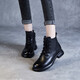 Chaodu真皮馬丁靴女2025秋季新款短靴英倫風(fēng)復古皮靴皮鞋女高幫鞋馬丁鞋 黑色【加絨】全新升級款 36