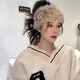 柏詩(shī)琳仿兔毛發(fā)帶女秋冬外出毛絨頭箍皮草針織混搭頭巾頭飾保暖網(wǎng)紅頭套 卡其色