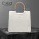 Cuud牛皮女包時(shí)尚大氣手提包女商務(wù)氣質(zhì)通勤職業(yè)女大包新年情人節禮物 灰色