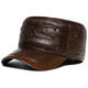 兼彩真皮帽子男冬季貝雷鴨舌帽中老年人護耳保暖頭層牛皮老頭前進(jìn)帽子 平頂牛皮帽-淺棕色（禮盒裝）