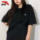 安踏（ANTA）短袖t恤女衫2025夏季女裝透氣薄健身運動瑜伽衣服女跑步寬松大碼 黑色 L