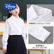 迪士尼（Disney）女童純棉白色長(cháng)袖襯衫春夏冬新款中小孩學(xué)生圓領(lǐng)幼兒園校院風(fēng)上衣 白色(木耳領(lǐng))長(cháng)袖 150碼 建議70斤內