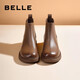 百麗（Belle）七夕禮物柔軟法式切爾西靴女商場同款羊皮通勤短靴A2V1DDD3 棕色-單里 35 (225mm)