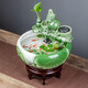埔勒森（PULESEN）景德鎮(zhèn)陶瓷魚缸流水噴泉家用小金魚缸大號(hào)養(yǎng)魚盆客廳加濕裝飾造景 綠荷+流水器擺件+6禮 中號(hào)32*32*39CM