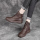 潮讀（Chaodu）真皮短靴女2025秋季新款女鞋子馬丁靴英倫風(fēng)大碼女靴子馬丁鞋百搭 棕色單里【真皮升級款】 37