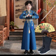 喵駝兒童漢服男童漢服男童唐裝古裝兒童漢服男中國風(fēng)兒童少爺學(xué)生漢服 藍色+扇子+靴子+配劍 130cm