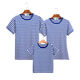 CEENIU?；晟罊M條紋藍白短袖t恤海軍衫親子裝兒童裝男女棉圓領(lǐng)條T恤三口 藍白條半袖 XXS 寶寶身高100厘米均勻身材 60碼