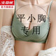 北極絨內衣女小胸聚攏顯大夏季薄款無鋼圈文胸套裝平胸收副乳上托胸罩 綠色 75A B通杯