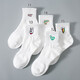 寶蓋丁白色襪子男士純色棉春秋中筒吸汗防臭男生運動(dòng)ins潮冬季棉襪 五雙套裝3 均碼