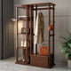匠友（JIANGYOU）實(shí)木衣帽架落地掛衣服子臥室簡(jiǎn)約新中式置物多功能全身試衣穿衣鏡 胡桃色