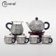 歸銀堂足銀999茶具套裝6件套功夫純銀茶具龍鳳呈祥泡茶壺杯子公道杯送禮 套裝 1壺1公4杯+證書(shū)+禮盒