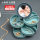首飾盒首飾收納盒旋轉分類(lèi)飾品收納盒帶化妝鏡發(fā)飾收納盒多層收納 四層首飾盒【帶鏡子-藍色】