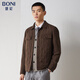 BONI/堡尼商務(wù)男裝棉衣男秋冬翻領(lǐng)休閑保暖棉服外套簡(jiǎn)約百搭咖色棉襖上衣IM732012B 深咖 165