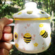 力思俊大肚子搪瓷杯中式加厚搪瓷杯辦公室水杯馬克杯情侶杯兒童杯水杯 8cm圓肚蓋杯【小蜜蜂】