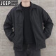 JEEP SPIRIT男士休閑外套夾克春秋季新款薄款寬松痞帥短款茄克運(yùn)動(dòng)春裝上衣服 黑色 XL