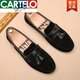 卡帝樂(lè )鱷魚(yú)（CARTELO）2025新品豆豆鞋男真皮英倫磨砂休閑男鞋韓版流蘇懶人軟底防滑潮鞋 黑色 41