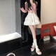 道花途白色網(wǎng)紗半身裙女裝夏季2023年新款高腰小個(gè)子a字裙蓬蓬裙蛋糕裙 白色 S
