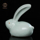 廷懷窯汝窯兔子茶藝茶桌上的茶寵擺件精品可養(yǎng)創(chuàng)意汝瓷茶具小擺件 卵青釉茶寵玉兔