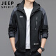JEEP SPIRIT吉普夾克男春秋季沖鋒外套男女防風上衣男 黑/深灰 4XL 