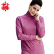 水晶豆 女高領(lǐng)內衣單件襯衣男中高領(lǐng)老人棉毛衫中老年寬松上衣純棉秋衣長(cháng)袖打底衫全棉 女-高領(lǐng)紫色 L