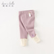 戴維貝拉（DAVE＆BELLA）加絨女童打底褲兒童休閑褲加厚寶寶褲子洋氣小童長(cháng)褲秋冬新款童褲 灰紫色【現貨】 100 cm（建議身高90-100cm）