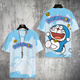 喜飛鹿（XIFEILU）哆啦A夢(mèng)動(dòng)漫周邊衣服叮當貓可愛(ài)童裝夏季男青少年短袖T恤印花上衣 T短袖2741藍色 3XL