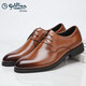 金利來(lái)（Goldlion）男鞋春秋新款正裝皮鞋男牛皮舒適耐磨橡膠底德比鞋真皮透氣大小碼 棕色 41