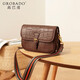 高巴度（GORBADO）復古鱷魚(yú)紋小方包真皮女包2026新款時(shí)尚寬帶頭層牛皮單肩包斜挎包 咖啡色