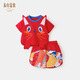 長(cháng)命富貴兒童短袖T恤套裝寶寶衣服可愛(ài)超萌女寶短褲t恤兩件套男孩周歲禮服 兔覽山河 100