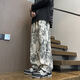 JDZHL美式扎染休閑褲子男美式高街時(shí)尚抽繩闊腿褲寬松顯瘦直筒大碼長(cháng)褲 白色 XL （建議130-150斤）