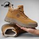 公羊馬丁靴男高幫冬季新款戶(hù)外休閑徒步登山鞋防滑厚底增高工裝靴子男 土黃色 41