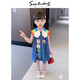 mlgt kids童裝女童連衣裙夏季薄款無(wú)袖牛仔裙2025新款寶寶彩虹卡通領(lǐng) 牛仔藍(lán) 90cm