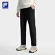 FILA 斐樂(lè )易烊千璽同款針織長(cháng)褲抓絨加絨褲保暖運動(dòng)休閑褲直筒男褲子 正黑色-BK M 170/80A