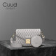 Cuud情人節禮物真皮女包褶皺包包女高級質(zhì)感小方包小眾斜挎女包夏季 元素灰