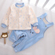 小三月嬰兒背帶褲兩件套男童秋冬季保暖套裝女寶寶加絨衣服冬天可外穿 96332-S和96332-K點(diǎn)點(diǎn)兔藍 90 cm 建議18-23斤