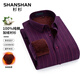 SHANSHAN杉杉【32支】長(cháng)袖襯衫男秋冬純棉加絨加厚新年紅品男襯衣職業(yè)正裝 酒紅色 43