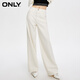 ONLY夏季休閑百搭水鉆高腰寬松直筒褲牛仔褲女|124132035 J2G 米白色 S (160) 64A