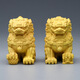 正宗府黃楊木雕對獅子擺件實木家居門口客廳開業(yè)獅子創(chuàng)意汽車裝飾品 黃楊木獅子擺件一對 長6*寬3.5cm