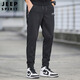 JEEP SPIRIT吉普休閑褲男束腳褲男士青年春秋款新款韓版時尚帥氣潮流百搭加絨 9932黑色 XL （建議135-150斤）