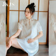 JK&JS【月光微醺】新中式旗袍改良中款少女夏季中國風(fēng)寬松復古感連衣裙 白色 S