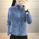 BAO JEESPORT雙面穿抓絨衣女珊瑚絨秋冬季戶(hù)外加絨加厚保暖搖粒絨開(kāi)衫運動(dòng)外套 灰藍色 4XL（推薦145-165斤）