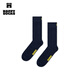 Happy Socks女男士秋冬季款情侶純色系列黑色穿搭襪子運動(dòng)襪時(shí)尚中筒襪子 黑色黃 1雙 M 36-40