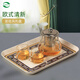 KORDCO密胺茶盤創(chuàng)意塑料長方形托盤復(fù)古清新客廳家用放茶杯水杯盤水果盤 皇家宮廷色 大號：長48厘米*寬35厘米