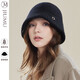 玖慕（JIUMU）羊毛帽子女冬季女士漁夫帽盆帽秋冬季女生保暖毛線(xiàn)帽針織帽 MH067 墨黑色